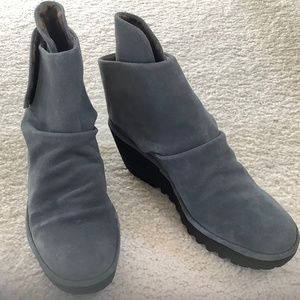 FLY London Women's Yegi Gray Suede Ankle Boots